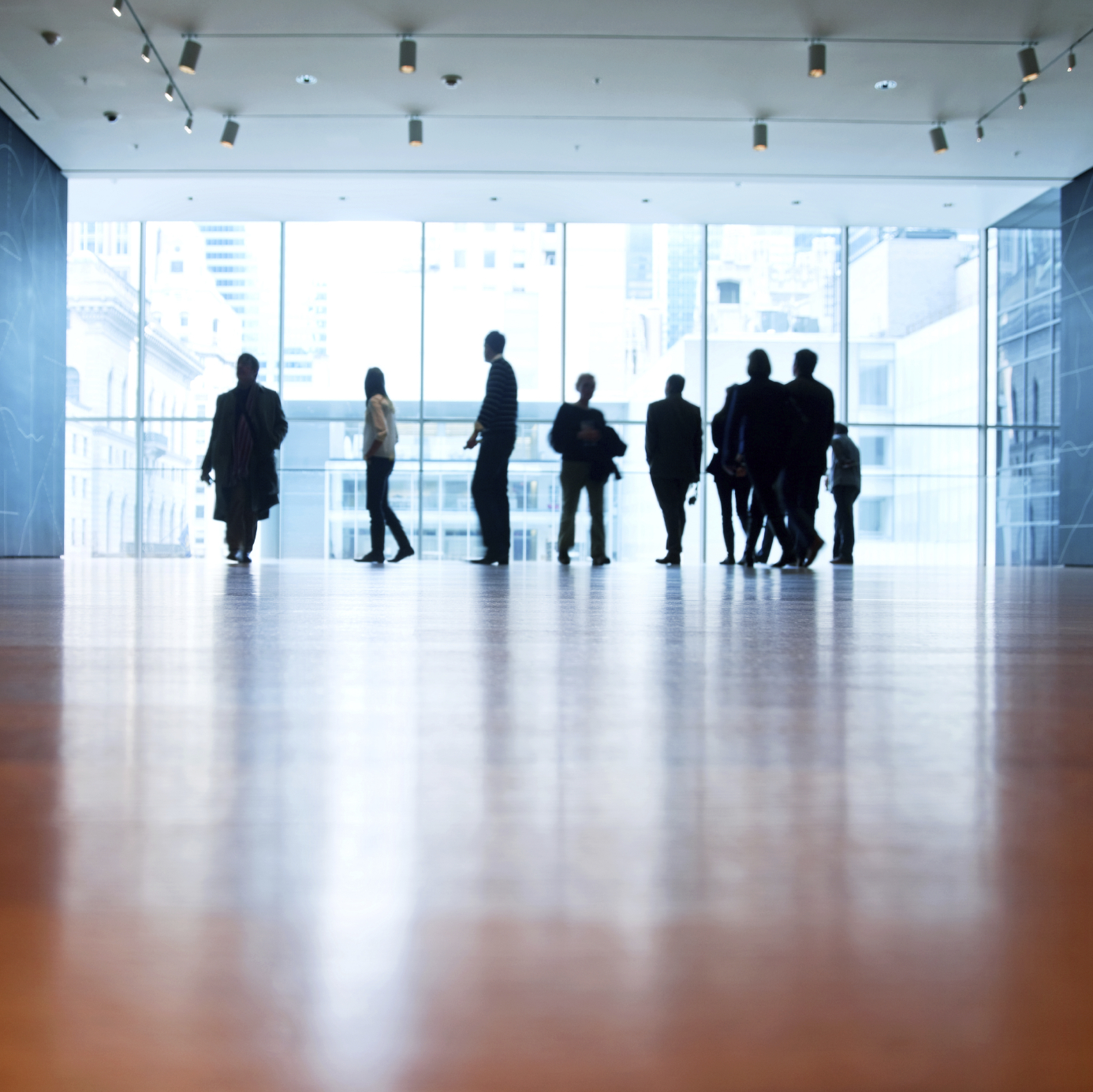 Businesspeople in office lobby