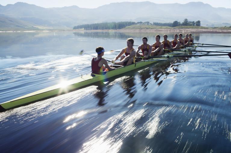 rowing on lake